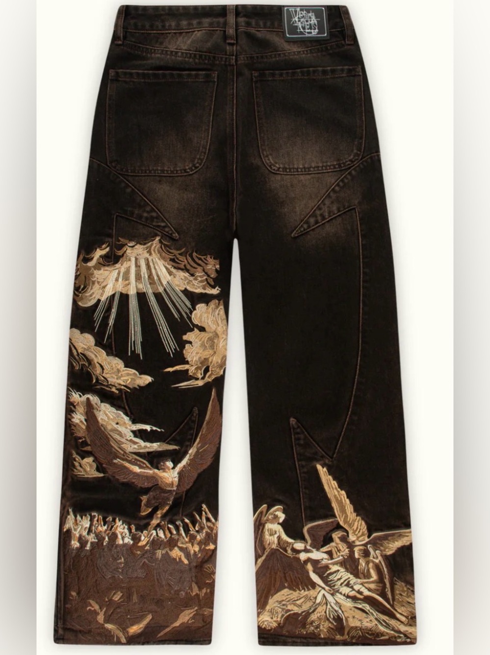 Vescartes Heavens Eclipse Embroidered Jeans Size Large Waist 34 - Picture 1 of 14